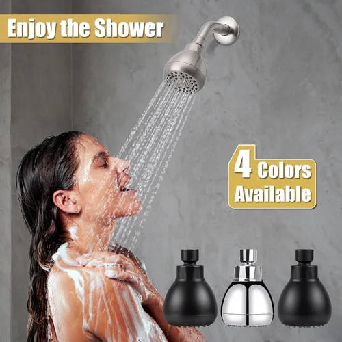Vista 7 de AISOSO Cabezales de ducha de alta presión, cabezales de ducha de 3 pulgadas con rotación de 360 grados y boquillas de silicona para una ducha Níquel