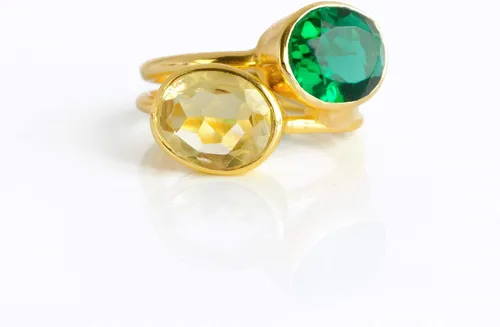 Vista 22 de Oval Birthstone Ring Bezel Set in Vermeil Gold, Sterling Silver, or Rose Gold, Stacking Birthstone Ring [rOMB]