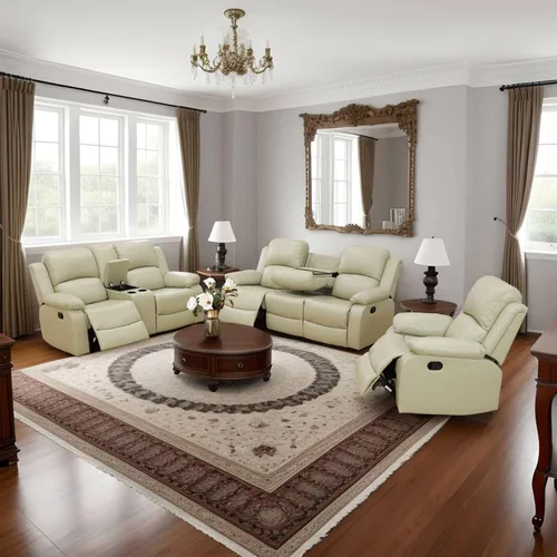Vista 40 de Juego de sala de Estar reclinable de 3 piezas, juego de sofá reclinable Manual para conjunto de muebles de sala de Estar, con consola de Rojo