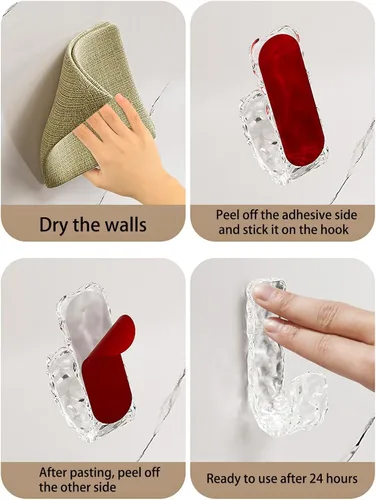Vista 7 de Ganchos de pared adhesivos acrílicos para colgar toallas, sombreros, llaves, abrigos, ganchos para puerta delantera, escritorio, baño, cocina, sala