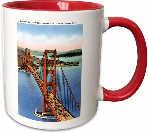 Vista 19 de 3dRose Bridge Spanning San Francisco's Golden Gate - Taza de dos tonos, 11 onzas, color negro