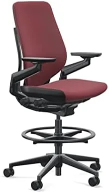 Vista 10 de Steelcase Gesture 442 - Taburete de tela berenjena, respaldo envuelto, marco ligero