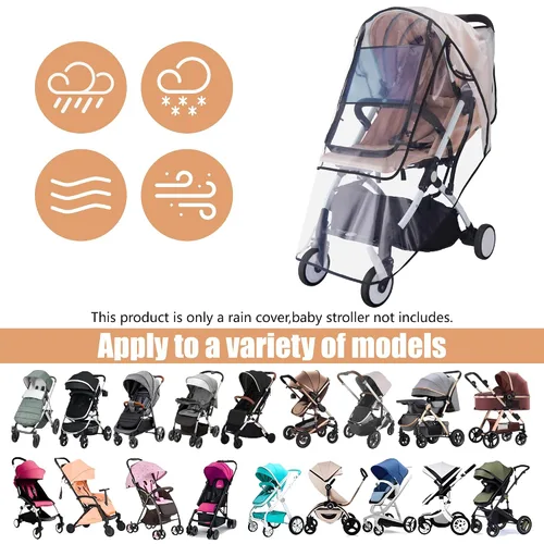 Vista 6 de Bemece Funda para carriola universal, accesorio para cochecito de bebé, protección contra el clima para viajes de verano, a prueba de viento e