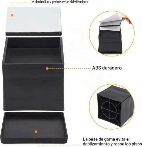 Vista 3 de BTSD-home Elevadores de cama de 2 pulgadas resistentes para muebles, sillas y patas de mesa, ideales para patas delgadas, añadir 2 pulgadas de 2 inch