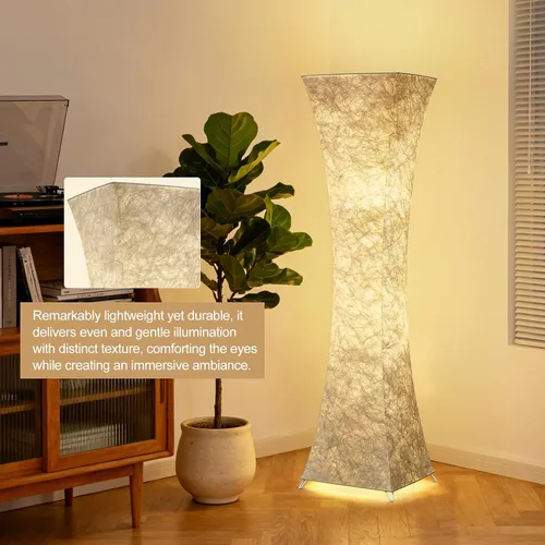 Vista 3 de GyroVu Lámpara de pie para sala de estar, 47" Lámparas de pie de esquina de pie con temperatura de color ajustable, lámpara de pie de columna