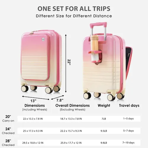 Vista 30 de Merax Juego de equipaje rígido ABS expandible de 3 piezas con rueda giratoria Maleta TSA Lock Suit Case, Negro -, Juego de 2 piezas, Equipaje