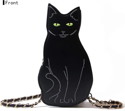 Vista 2 de Bolso cruzado de gato negro para mujer, bolsos cruzados para niñas, alas de murciélago, tela de araña, bolsos de hombro con diseño de flamenco