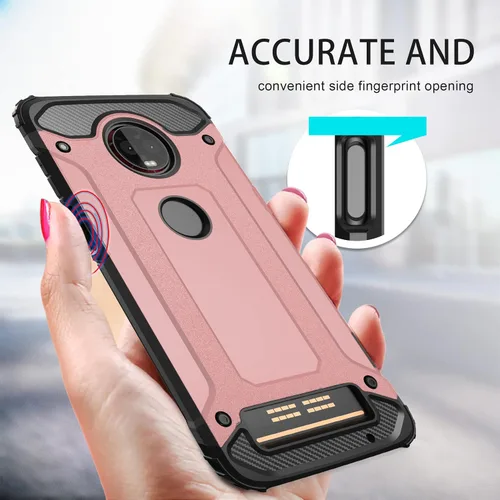 Vista 5 de Asuwish Funda protectora para Moto Z3 / Z3 Play con protector de pantalla de vidrio templado y delgada y resistente híbrida de doble capa