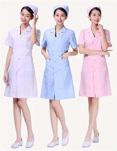 Vista 7 de KESYOO Blanco Manga Corta Uniforme Esteticista Enfermería Abrigo Algodón Hospital Ropa V Cuello Abrigo - Talla S