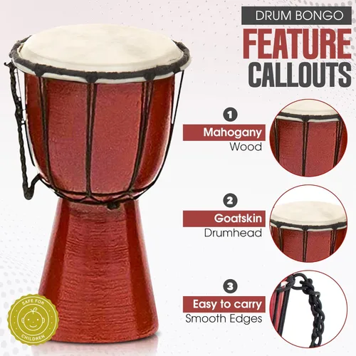 Vista 4 de Tambores Djembe Drum Djembe es un tambor de copa cubierto de piel de cabra con cuerda, tocado por manos estilo África occidental (4x8) Diseñado