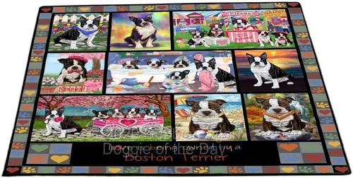 Vista 18 de Doggie of the Day Boston Terrier Dogs Floor Mat - 4th of July Independence Day - Best Dog Doormat - Protector Decor - Unique Portrait Art - Premium