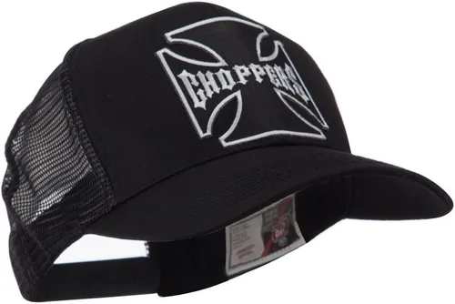 Vista 4 de e4Hats Skull and Choppers Gorra de malla con parches militares bordados