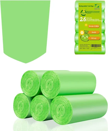 Vista 15 de Inwaysin - Mini bolsas de basura de 1.2 galones, bolsas de basura pequeñas, 6 litros, 100 bolsas, verde transparente