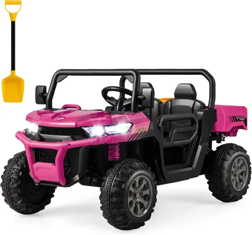 Vista 15 de HONEY JOY Auto de 2 plazas, 12 V, batería de 12 V, con control remoto, suspensión de resorte, velocidad alta/baja, almacenamiento, música, USB, Negro