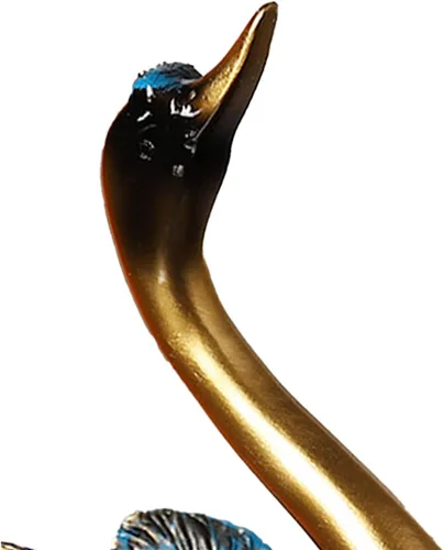 Vista 9 de TITA-DONG Escultura de cisne, estatua decorativa de cisne, mano de obra fina de resina, adorno moderno de cisne, parte inferior plana, pluma vívida
