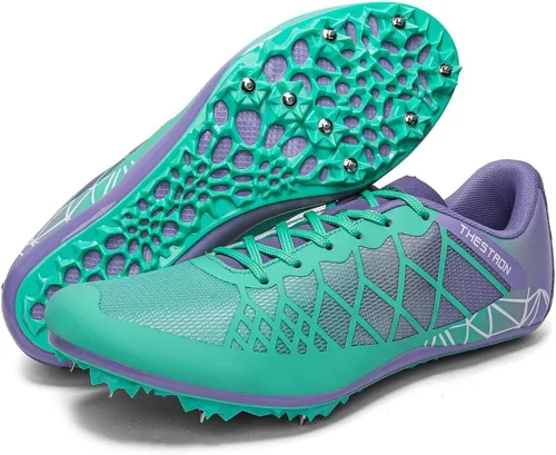 Vista 7 de Tenis de correr para hombre y mujer con Spikes Athletics Racing Track and Field Negro Gris