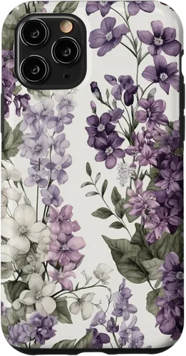 Vista 29 de White Violet Purple Lavender Lilac Floral Funda de flores botánicas para iPhone 17