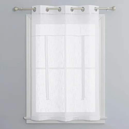 Vista 7 de Pony Dance Cortinas de ventana de baño, pantalla con lazo para dormitorio, filtro de luz, semitransparente, cortinas romanas elegantes para Blanco