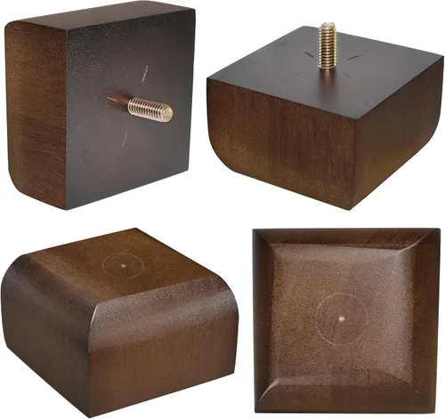 Vista 7 de Juego de 4 patas cuadradas para sofá, patas de repuesto de madera de 2 pulgadas para muebles, color marrón oscuro