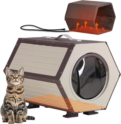 Vista 12 de GUTINNEEN Casa grande climatizada para gatos al aire libre con forro
