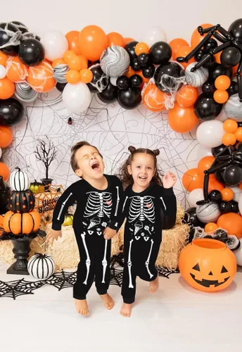 Vista 2 de Little Hand Pijamas de esqueleto para niños pequeños, pijamas que brillan en la oscuridad, conjuntos de pantalones para niños