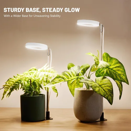 Vista 7 de LBW Luz de cultivo para plantas de interior, luz de cultivo de plantas de halo de espectro completo con base, lámpara de cultivo de plantas