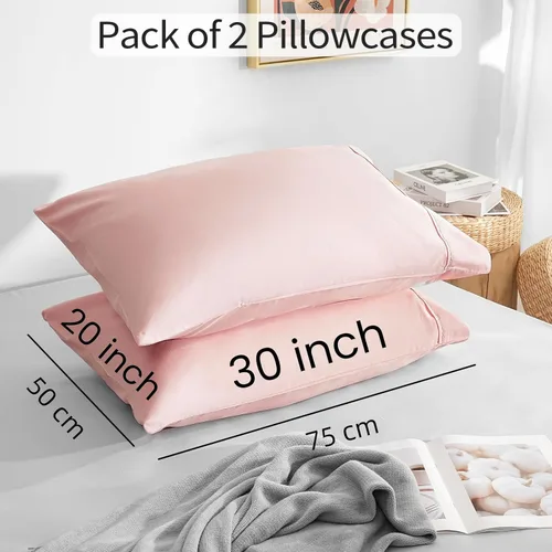 Vista 3 de Juego de 2 fundas de almohada tamaño Queen, color rosa, cierre de sobre, fácil ajuste, tela suave y transpirable, lavable a máquina para todas