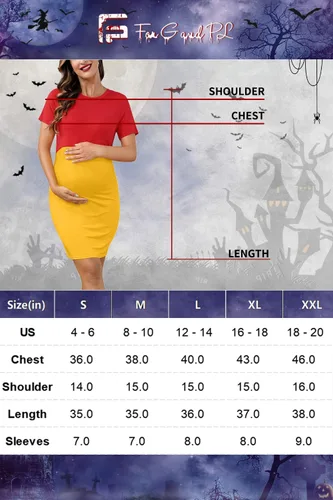 Vista 6 de For G and PL Minivestido de maternidad de manga corta de Halloween para mujer