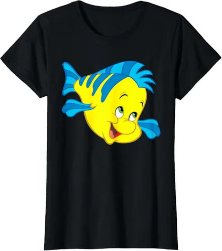 Vista 35 de Disney Camiseta de disfraz de cara grande de la Sirenita Flounder Sidekick
