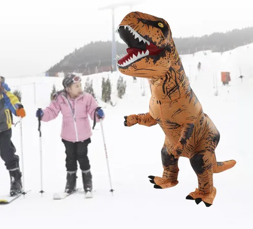 Vista 4 de TOPINCN Disfraz inflable de dinosaurio con costuras reforzadas para Halloween