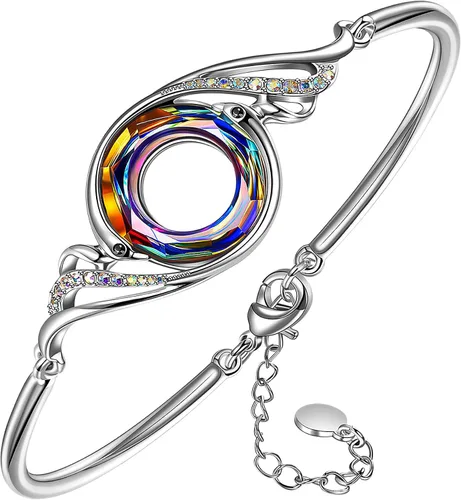 Vista 7 de Kate Lynn Pulsera de Fénix "Rise From the Ashes" hecha con cristales de Austria, brazalete ajustable para mujeres 7"+2", empaquetada con caja