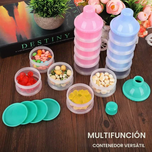 Vista 3 de Accmor dosificadores de leche en polvo para bebés, antiderrames, inteligentes, apilables, contenedor de almacenamiento para viaje, sin bisfenol A, 5