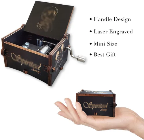 Vista 4 de Bolunlun Caja de música de "Spirited Away", caja de música de madera accionada a mano, juguetes de madera para fanáticos del anime, regalos