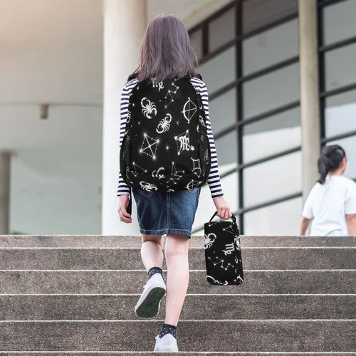 Vista 6 de Constelación en blanco y negro bolso de escuela para niño mochila escolar niño edad 8-10 años mochilas y loncheras escolares para nias