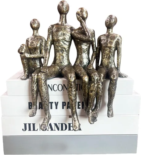 Vista 13 de Lescafita Figurillas Románticas de Pareja Escultura – Escultura Abstracta de Pareja en Banco de Piedra, Estatua de Decoración Moderna para el Hogar