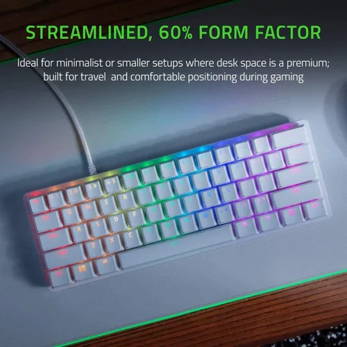Vista 5 de Razer Huntsman Mini, teclado para juegos reducido al 60% Los interruptores de teclado más rápidos que existen, interruptores ópticos Clicky