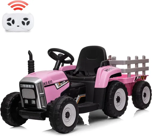 Vista 10 de Nasitip Tractor eléctrico con batería de 12 V con remolque y control remoto Azul