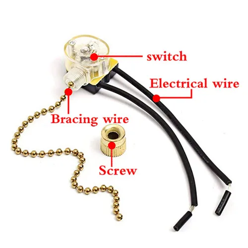 Vista 5 de Interruptor de cadena Ze-109 de dos cables Zing Ear On/Off Compatible con Hunter Fan Replacement 3 Pcs (latón)