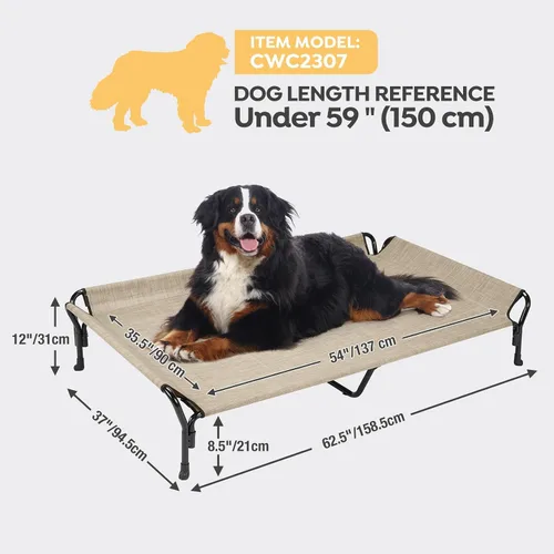Vista 3 de Veehoo Cama elevada refrescante para perro con barandilla, cuna elevada para mascotas, para interiores y exteriores, cama XXL para mascotas