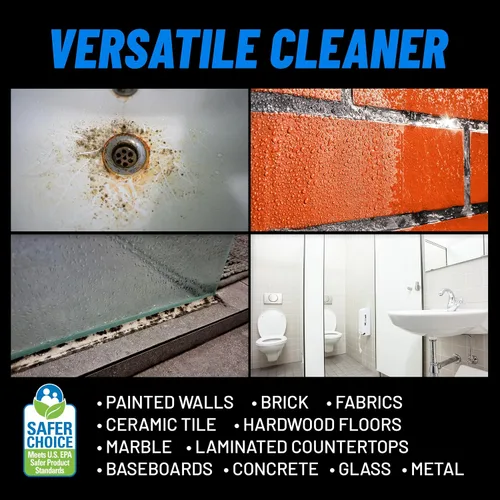 Vista 4 de CLR PRO Heavy Duty Limpiador de Manchas de Moho y Hongos sin Lejía, Botella de 1 Galón, Removedor de Manchas Multisuperficie Sin Perfume, Funciona