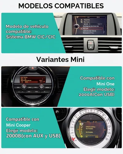 Vista 6 de Bluetooth 5.0 Adaptador de coche para BMW CCC CIC USB AUX Music Streaming aptX-HD Audio, compatible con BMW CCC/CIC 2008-2012, control