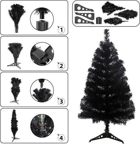 Vista 2 de Árbol de Navidad con soporte de plástico, 3 pies, PVC (azul claro)