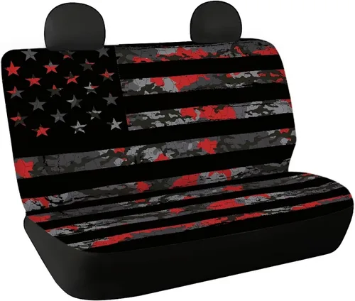 Vista 32 de AFPANQZ Funda protectora para asiento trasero de automóvil, con bandera patriótica estadounidense, solo para asiento trasero de automóvil, camión