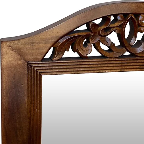 Vista 2 de Espejo de pared de madera, espejo de marco de madera rústica para baño, granja, dormitorio, entrada y sala de estar, espejo de pared decorativo