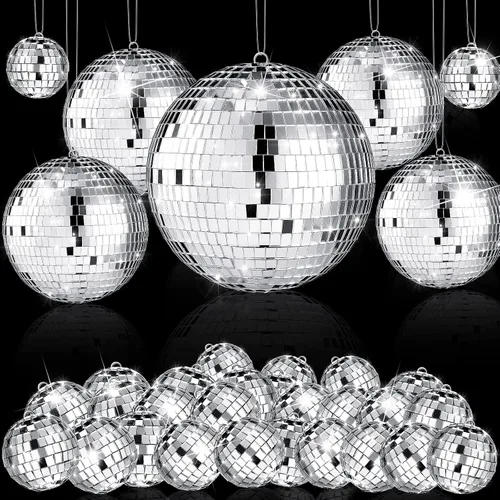 Vista 13 de 65 Piezas Bolas de Discoteca de Navidad Decoración Bolas de Discoteca Espejo Ornamento para Árbol de Navidad Tamaño Variado Bolas Plateadas