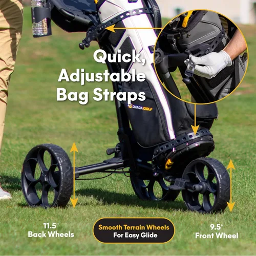 Vista 5 de [Usado] Trilite Carrito de Golf Push Carrito de Golf Ligero y Plegable Soporte Ajustable para Bolsa de Golf