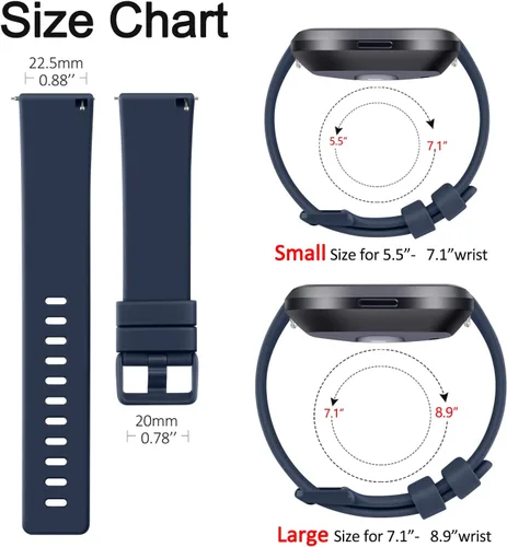Vista 7 de PAQUETE DE 3 Bandas de Silicona Suave Compatibles con Fitbit Versa Bandas Deportivas Ajustables para Mujeres y Hombres Tallas Pequeña y Grande