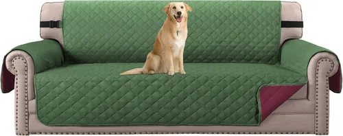 Vista 7 de H.VERSAILTEX Funda de sofá resistente al agua para sofá de 3 cojines, reversible, protector de muebles acolchado con correa elástica, funda de sofá