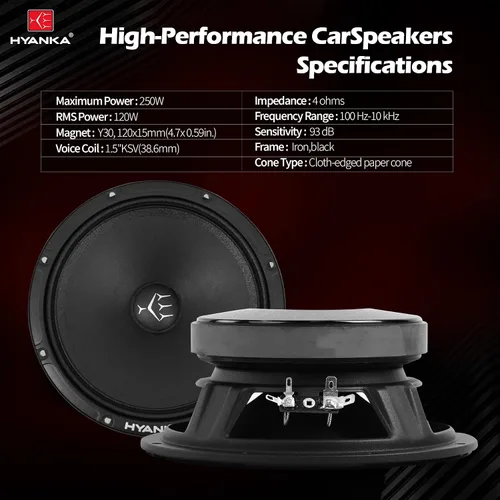 Vista 4 de H YANKA SMD-65 6.5 Altavoces de rango medio Audio para coche (1 par)