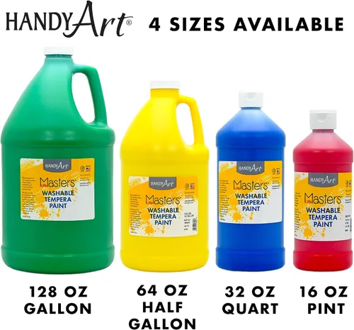 Vista 4 de Handy Art Little Masters - Pintura lavable, 16 onzas, color negro Bright & Mixable, High Opacity, Washable Colors for Classroom, Students, Kids
